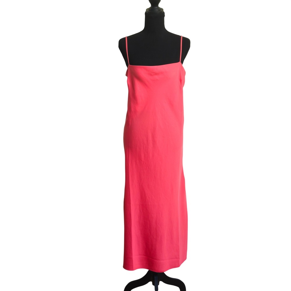 New! 90s Y2K Coral Pink Large Satin Midi Slip Dress Cowl Neck Fairy Coquettegirl